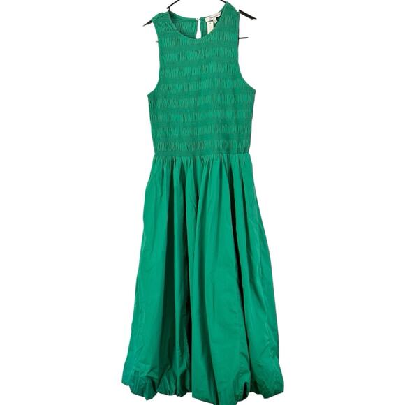 NWt Madewell Melody Bubble Hem Smocked Midi Dress Verdant Green Size Small - Picture 4 of 12